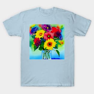 Vase of Flowers Digital Watercolor (MD23Ar104) T-Shirt